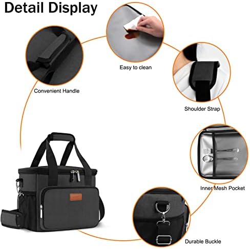 Femuar Lunch Bags for Women/Men  Insulated Lunch Bag for Work Office Picnic   Lunch Cooler Bag Leakproof Lunch Box with Adjustable Shoulder Strap   Blue