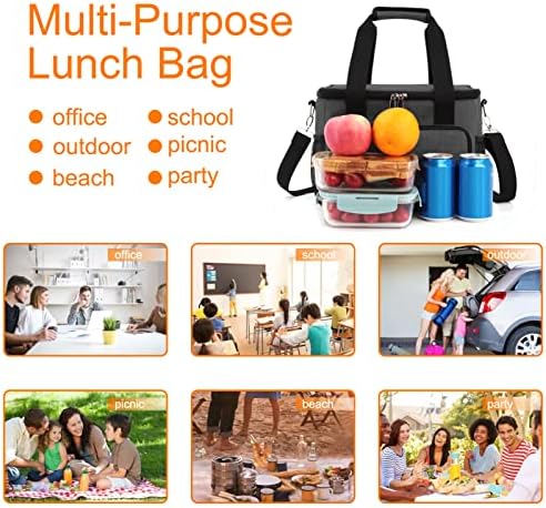 Femuar Lunch Bags for Women/Men  Insulated Lunch Bag for Work Office Picnic   Lunch Cooler Bag Leakproof Lunch Box with Adjustable Shoulder Strap   Blue