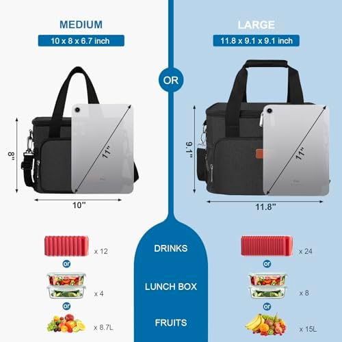 Femuar Lunch Bags for Women/Men  Insulated Lunch Bag for Work Office Picnic   Lunch Cooler Bag Leakproof Lunch Box with Adjustable Shoulder Strap   Blue