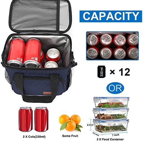 Femuar Lunch Bags for Women/Men  Insulated Lunch Bag for Work Office Picnic   Lunch Cooler Bag Leakproof Lunch Box with Adjustable Shoulder Strap   Blue