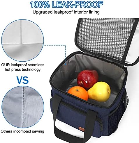 Femuar Lunch Bags for Women/Men  Insulated Lunch Bag for Work Office Picnic   Lunch Cooler Bag Leakproof Lunch Box with Adjustable Shoulder Strap   Blue