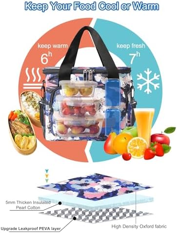 Femuar Lunch Bags for Women/Men  Insulated Lunch Bag for Work Office Picnic   Lunch Cooler Bag Leakproof Lunch Box with Adjustable Shoulder Strap   Blue