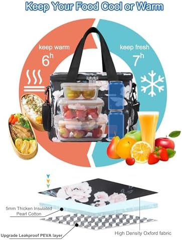 Femuar Lunch Bags for Women/Men  Insulated Lunch Bag for Work Office Picnic   Lunch Cooler Bag Leakproof Lunch Box with Adjustable Shoulder Strap   Blue