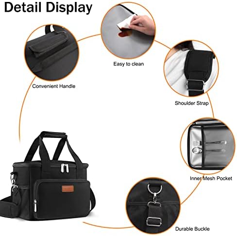 Femuar Lunch Bags for Women/Men  Insulated Lunch Bag for Work Office Picnic   Lunch Cooler Bag Leakproof Lunch Box with Adjustable Shoulder Strap   Blue