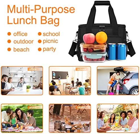 Femuar Lunch Bags for Women/Men  Insulated Lunch Bag for Work Office Picnic   Lunch Cooler Bag Leakproof Lunch Box with Adjustable Shoulder Strap   Blue