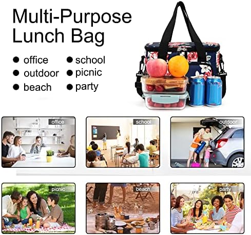 Femuar Lunch Bags for Women/Men  Insulated Lunch Bag for Work Office Picnic   Lunch Cooler Bag Leakproof Lunch Box with Adjustable Shoulder Strap   Blue