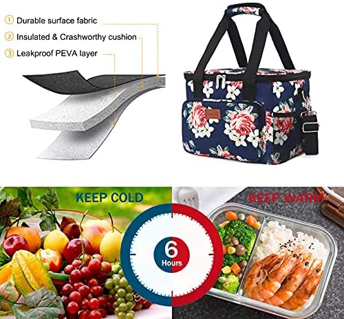 Femuar Lunch Bags for Women/Men  Insulated Lunch Bag for Work Office Picnic   Lunch Cooler Bag Leakproof Lunch Box with Adjustable Shoulder Strap   Blue