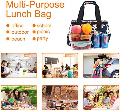 Femuar Lunch Bags for Women/Men  Insulated Lunch Bag for Work Office Picnic   Lunch Cooler Bag Leakproof Lunch Box with Adjustable Shoulder Strap   Blue