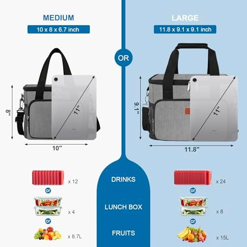 Femuar Lunch Bags for Women/Men  Insulated Lunch Bag for Work Office Picnic   Lunch Cooler Bag Leakproof Lunch Box with Adjustable Shoulder Strap   Blue