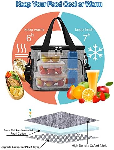 Femuar Lunch Bags for Women/Men  Insulated Lunch Bag for Work Office Picnic   Lunch Cooler Bag Leakproof Lunch Box with Adjustable Shoulder Strap   Blue