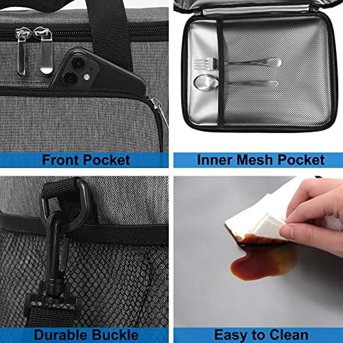 Femuar Lunch Bags for Women/Men  Insulated Lunch Bag for Work Office Picnic   Lunch Cooler Bag Leakproof Lunch Box with Adjustable Shoulder Strap   Blue