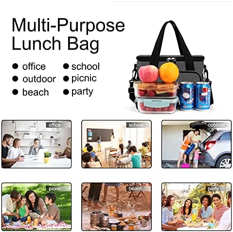 Femuar Lunch Bags for Women/Men  Insulated Lunch Bag for Work Office Picnic   Lunch Cooler Bag Leakproof Lunch Box with Adjustable Shoulder Strap   Blue