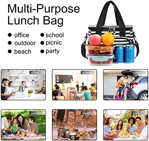 Femuar Lunch Bags for Women/Men  Insulated Lunch Bag for Work Office Picnic   Lunch Cooler Bag Leakproof Lunch Box with Adjustable Shoulder Strap   Blue