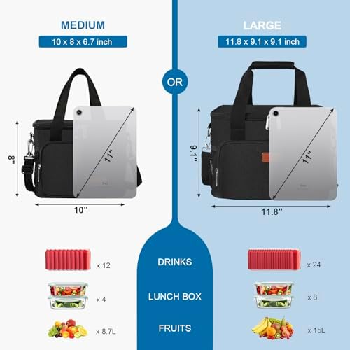 Femuar Lunch Bags for Women/Men  Insulated Lunch Bag for Work Office Picnic   Lunch Cooler Bag Leakproof Lunch Box with Adjustable Shoulder Strap   Blue