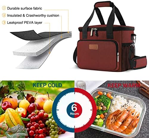 Femuar Lunch Bags for Women/Men  Insulated Lunch Bag for Work Office Picnic   Lunch Cooler Bag Leakproof Lunch Box with Adjustable Shoulder Strap   Blue