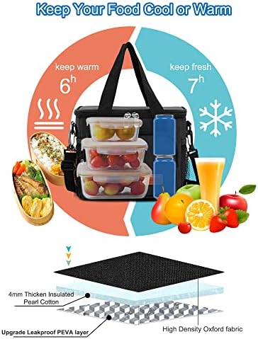 Femuar Lunch Bags for Women/Men  Insulated Lunch Bag for Work Office Picnic   Lunch Cooler Bag Leakproof Lunch Box with Adjustable Shoulder Strap   Blue