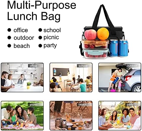 Femuar Lunch Bags for Women/Men  Insulated Lunch Bag for Work Office Picnic   Lunch Cooler Bag Leakproof Lunch Box with Adjustable Shoulder Strap   Blue
