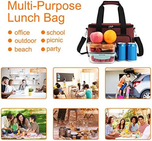 Femuar Lunch Bags for Women/Men  Insulated Lunch Bag for Work Office Picnic   Lunch Cooler Bag Leakproof Lunch Box with Adjustable Shoulder Strap   Blue