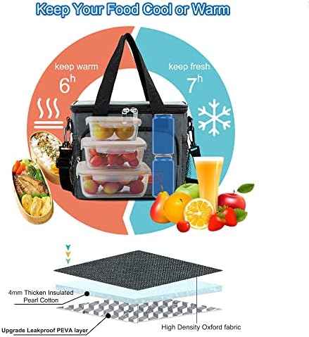 Femuar Lunch Bags for Women/Men  Insulated Lunch Bag for Work Office Picnic   Lunch Cooler Bag Leakproof Lunch Box with Adjustable Shoulder Strap   Blue