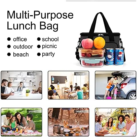 Femuar Lunch Bags for Women/Men  Insulated Lunch Bag for Work Office Picnic   Lunch Cooler Bag Leakproof Lunch Box with Adjustable Shoulder Strap   Blue