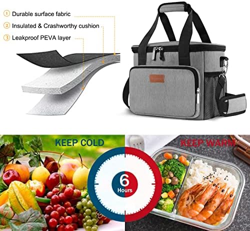Femuar Lunch Bags for Women/Men  Insulated Lunch Bag for Work Office Picnic   Lunch Cooler Bag Leakproof Lunch Box with Adjustable Shoulder Strap   Blue