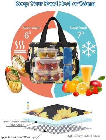 Femuar Lunch Bags for Women/Men  Insulated Lunch Bag for Work Office Picnic   Lunch Cooler Bag Leakproof Lunch Box with Adjustable Shoulder Strap   Blue