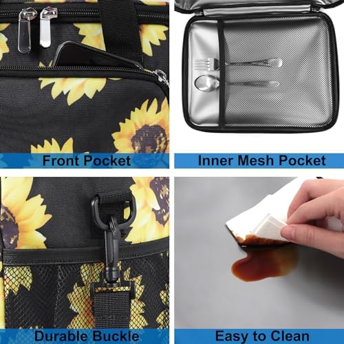 Femuar Lunch Bags for Women/Men  Insulated Lunch Bag for Work Office Picnic   Lunch Cooler Bag Leakproof Lunch Box with Adjustable Shoulder Strap   Blue