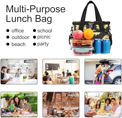 Femuar Lunch Bags for Women/Men  Insulated Lunch Bag for Work Office Picnic   Lunch Cooler Bag Leakproof Lunch Box with Adjustable Shoulder Strap   Blue