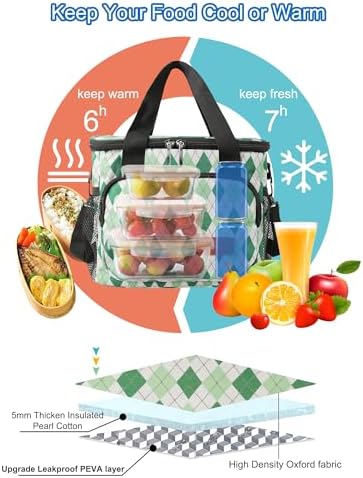 Femuar Lunch Bags for Women/Men  Insulated Lunch Bag for Work Office Picnic   Lunch Cooler Bag Leakproof Lunch Box with Adjustable Shoulder Strap   Blue