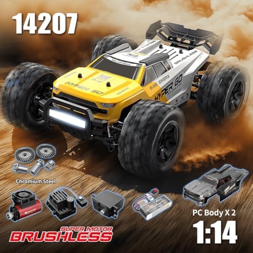 Fenamx Mjx Hyper go 14207 Rc Truck 4x4 Rc Brushless Rc Truck Electric Powered RC Car Brushless Motor and Esc  Rc Cars for Adults 1/14 4wd High Speed Rc Cars Drift for Adults