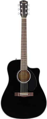 Fender CD 60SCE Dreadnought Cutaway Acoustic Electric Guitar  with 2 Year Warranty  Fishman Pickup and Preamp System  Black