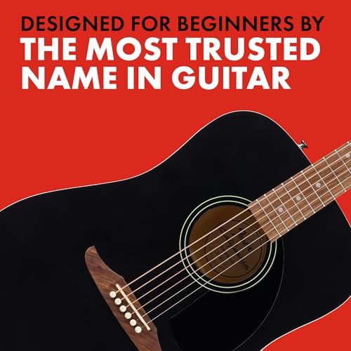 Fender California Debut Redondo Series - Guitarra acústica para principiantes, 2 años de garantía, color negro