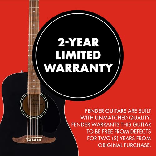 Fender California Debut Redondo Series - Guitarra acústica para principiantes, 2 años de garantía, color negro