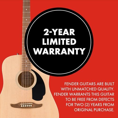 Fender California Debut Redondo Series Acoustic Guitar  Beginner Guitar  2 Year Warranty  Natural