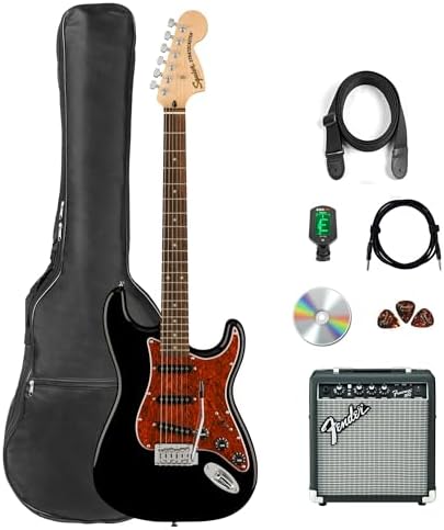 Fender Squier Affinity Stratocaster Limited Edition   Olympic White Bundle with Frontman 10G Amplifier  Gig Bag  Tuner  Instrument Cable  Strap  Picks  and Austin Bazaar Instructional DVD