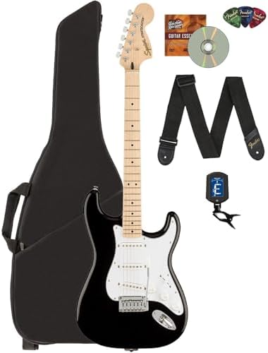 Fender Squier Affinity Stratocaster Limited Edition   Olympic White Bundle with Frontman 10G Amplifier  Gig Bag  Tuner  Instrument Cable  Strap  Picks  and Austin Bazaar Instructional DVD