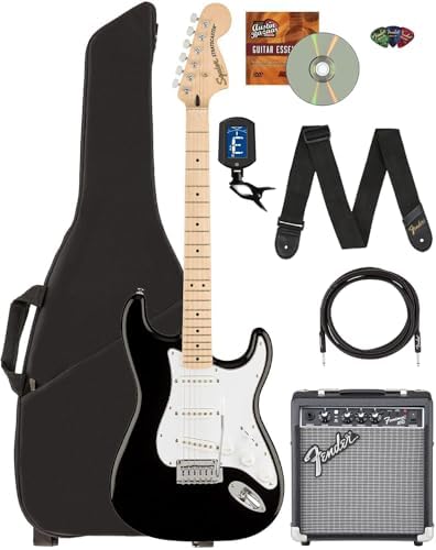 Fender Squier Affinity Stratocaster Limited Edition   Olympic White Bundle with Frontman 10G Amplifier  Gig Bag  Tuner  Instrument Cable  Strap  Picks  and Austin Bazaar Instructional DVD