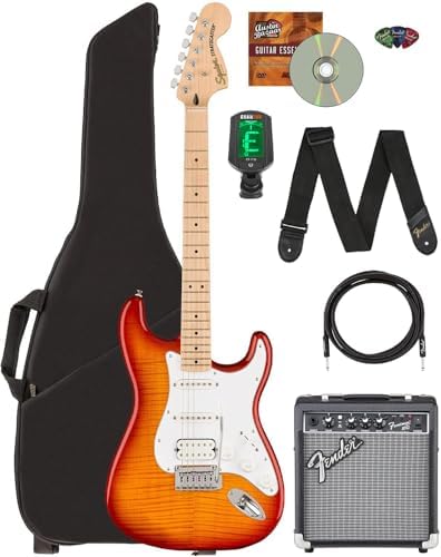 Fender Squier Affinity Stratocaster Limited Edition   Olympic White Bundle with Frontman 10G Amplifier  Gig Bag  Tuner  Instrument Cable  Strap  Picks  and Austin Bazaar Instructional DVD