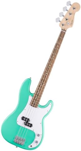 Fender Squier Debut Series Precision Bass Guitar  Beginner Guitar  2 Year Warranty  Includes Free Lessons  Sea Foam Green with Satin Urethane Finish