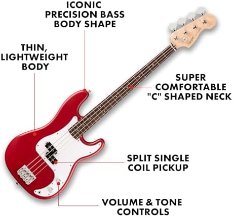 Fender Squier Debut Series Precision Bass Guitar  Beginner Guitar  2 Year Warranty  Includes Free Lessons  Sea Foam Green with Satin Urethane Finish