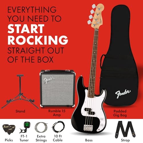 Fender Squier Debut Series Precision Bass Guitar  Beginner Guitar  2 Year Warranty  Includes Free Lessons  Sea Foam Green with Satin Urethane Finish