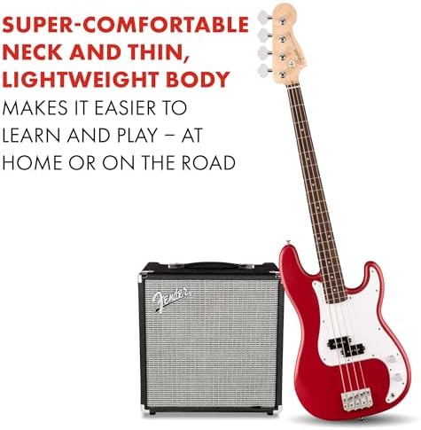 Fender Squier Debut Series Precision Bass Guitar  Beginner Guitar  2 Year Warranty  Includes Free Lessons  Sea Foam Green with Satin Urethane Finish