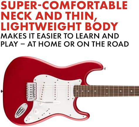 Fender Squier Debut Series Stratocaster Electric Guitar  Beginner Guitar  with 2 Year Warranty  Includes Free Lessons  Black with Matte Finish