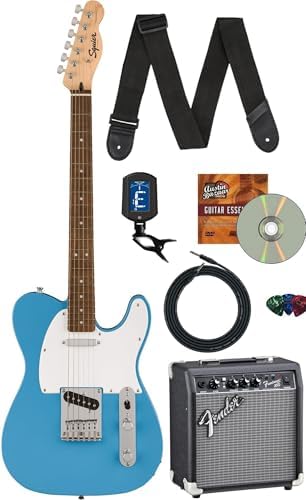 Fender Squier Sonic Telecaster   California Blue Bundle with Amp  Tuner  Strap  Cable  Picks  and Austin Bazaar Guitar DVD