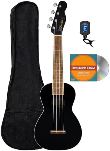 Fender Venice Soprano Ukulele   Surf Green Bundle with Gig Bag  Tuner  and Austin Bazaar Instructional DVD