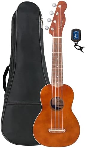 Fender Venice Soprano Ukulele   Surf Green Bundle with Gig Bag  Tuner  and Austin Bazaar Instructional DVD