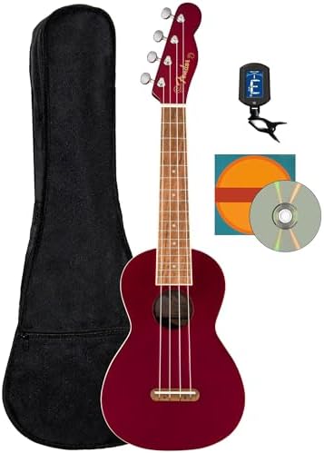Fender Venice Soprano Ukulele   Surf Green Bundle with Gig Bag  Tuner  and Austin Bazaar Instructional DVD