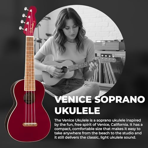 Fender Venice Soprano Ukulele   Surf Green Bundle with Gig Bag  Tuner  and Austin Bazaar Instructional DVD