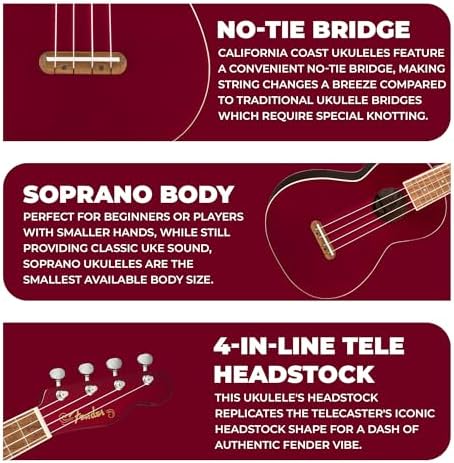 Fender Venice Soprano Ukulele   Surf Green Bundle with Gig Bag  Tuner  and Austin Bazaar Instructional DVD