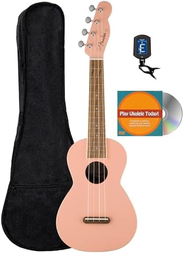 Fender Venice Soprano Ukulele   Surf Green Bundle with Gig Bag  Tuner  and Austin Bazaar Instructional DVD